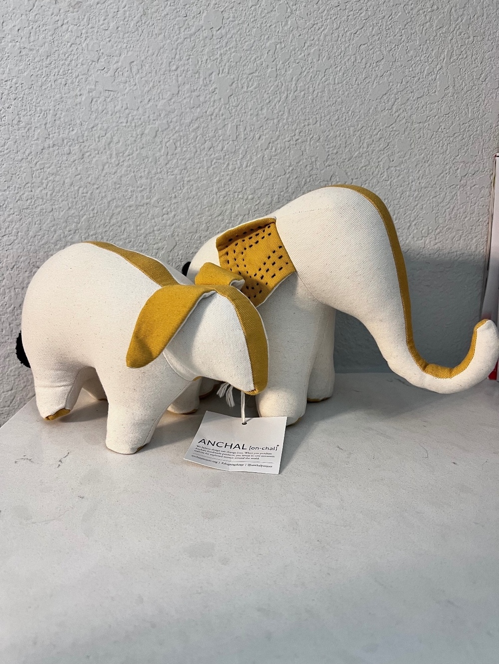 NWT-Anchal Project Kantha Handmade Bunny/Elephant Organic Cotton Animal Set
